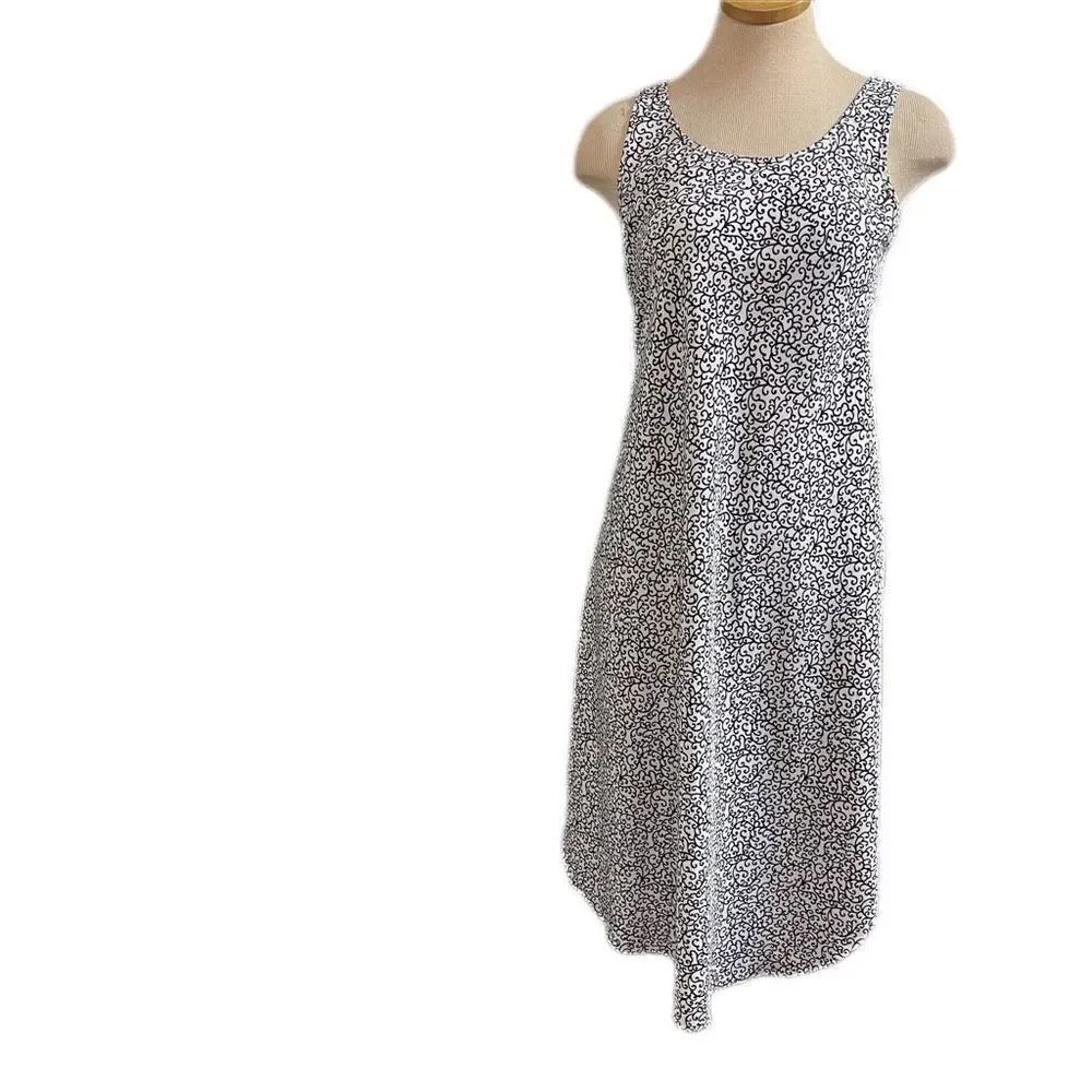 Josie By Natori Black White Floral Slip Dress Size Small